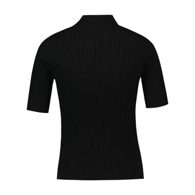 Courrèges Short-sleeved Ribbed Re-e In Black
