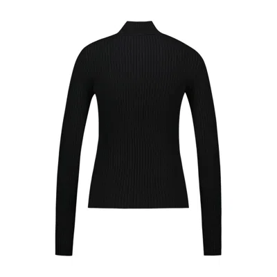 Courrèges Black Reedition Rib Knit Mock Neck Sweater In Black