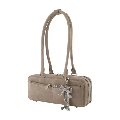 Self-portrait Baguette With Charm Shoulder Bag In Brown
