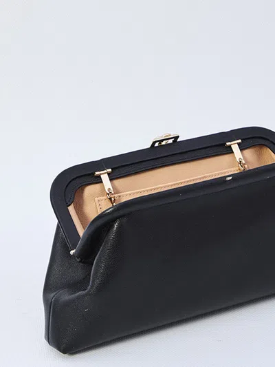 Jimmy Choo Structured Chain Strap Clutch Bag In Black