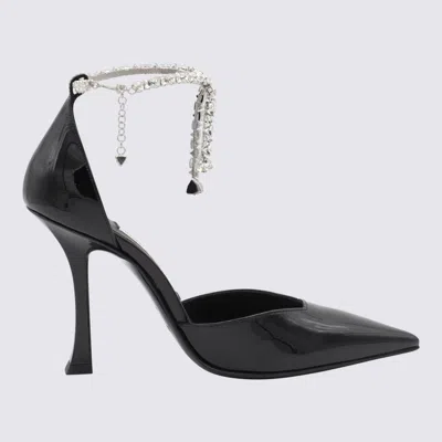Jimmy Choo Stevie 100 Crystal-embellished Pumps In Patent Leather In Black