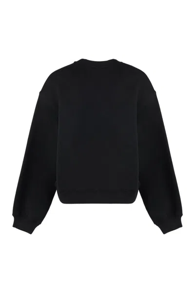 Alexander Wang Essential Terry Crew Neck Cotton Sweatshirt Clothing In Black
