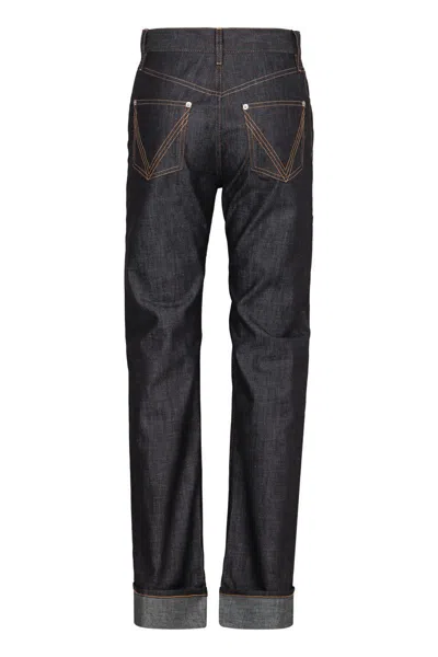 Bottega Veneta Womens Indigo Folded-cuffs Straight-leg Denim Jeans