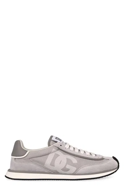 Dolce & Gabbana Man Grey Suede And Mesh Dg Aria Sneakers