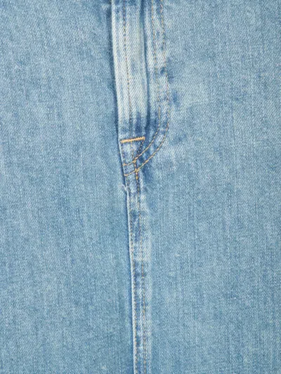 7 For All Mankind Celeste Denim Long Skirt In Blue