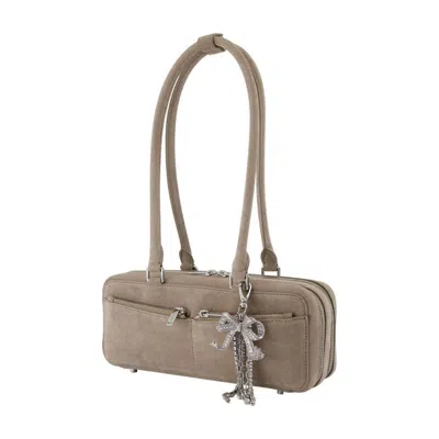 Self-portrait Baguette With Charm Shoulder Bag In Brown
