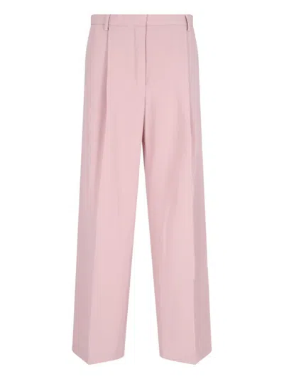 Dries Van Noten Wide-leg Trousers In Pink Wool In Pink