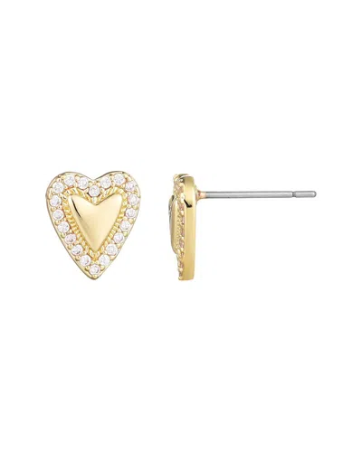 Adornia 14k Gold Plated Puffy Mini Halo Cz Heart Stud Earrings