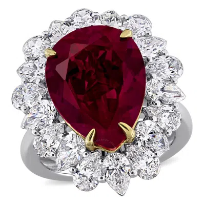 Created Forever 11ct Tgw Created Ruby And 3 4/5ct Tw Lab-grown Diamond Cocktail Ring In 14k Two-tone