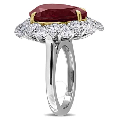 Created Forever 11ct Tgw Created Ruby And 3 4/5ct Tw Lab-grown Diamond Cocktail Ring In 14k Two-tone