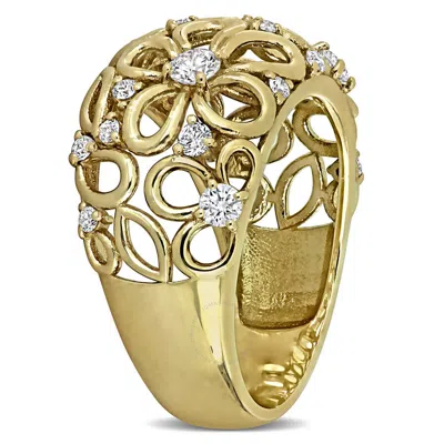 Created Forever 3/4ct Tw Lab-grown Diamond Flower Wide Band Ring In 14k Yellow Gold
