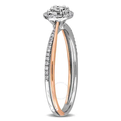 Created Forever 1/6 Ct Lab Grown Diamond Ring In 10k Two-tone White And Rose Gold