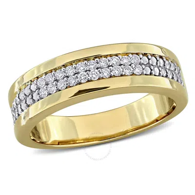 Created Forever Men's 1/5ct Tw Lab-grown Diamond Double Row Band In Yellow Plated Sterling Silver
