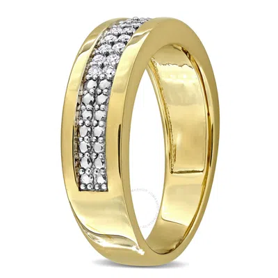 Created Forever Men's 1/5ct Tw Lab-grown Diamond Double Row Band In Yellow Plated Sterling Silver