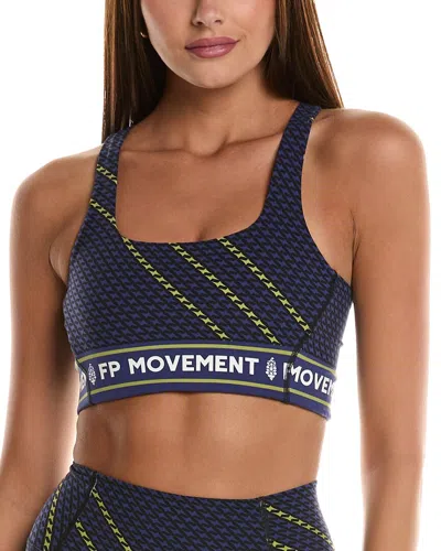 Free People Logo Never Better Square Neck Sports Bra In Blue