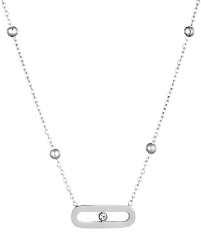 Adornia Tarnish Resistant Silver Plated Bar Necklace In Silver