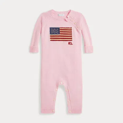 Ralph Lauren Flag Cotton Coverall In Pink