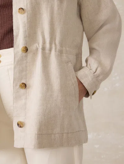 Faherty Twill Linen Utility Jacket In Neutral