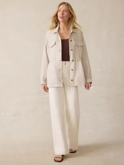 Faherty Twill Linen Utility Jacket In Neutral