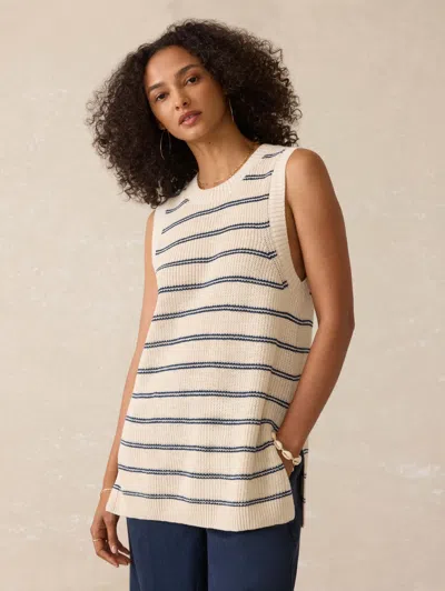 Faherty Linen Cotton Muscle Tank In Neutral