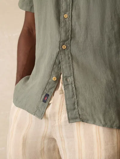Faherty Short Sleeve Laguna Linen Shirt In White