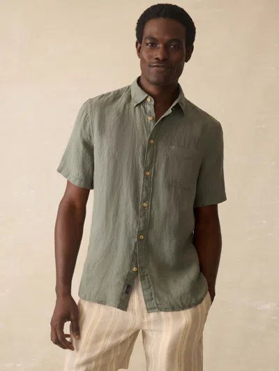 Faherty Short Sleeve Laguna Linen Shirt In White