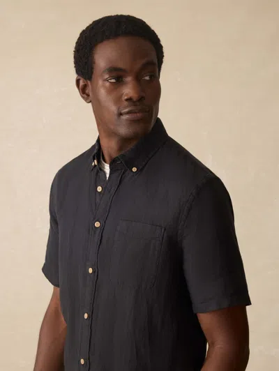 Faherty Short Sleeve Laguna Linen Shirt In Black