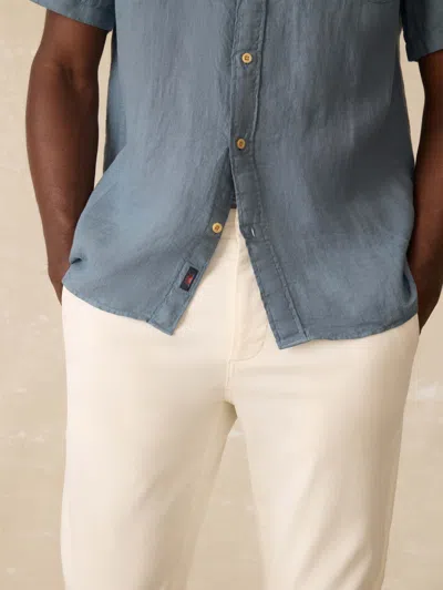 Faherty Short Sleeve Laguna Linen Shirt In Blue