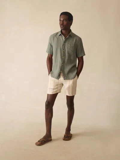Faherty Short Sleeve Laguna Linen Shirt In White