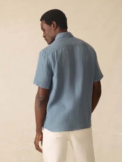 Faherty Short Sleeve Laguna Linen Shirt In Blue