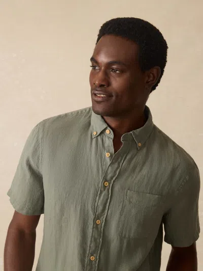 Faherty Short Sleeve Laguna Linen Shirt In White