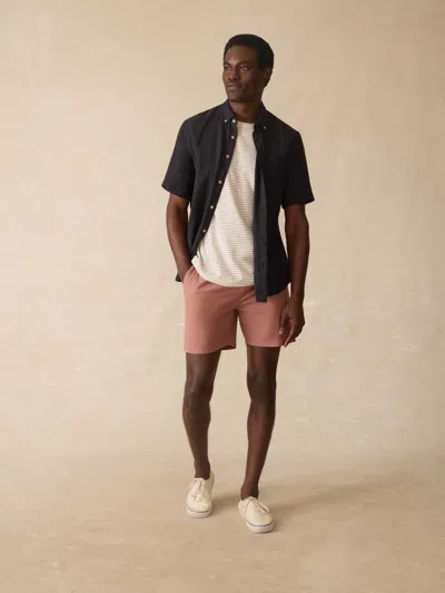 Faherty Short Sleeve Laguna Linen Shirt In Black