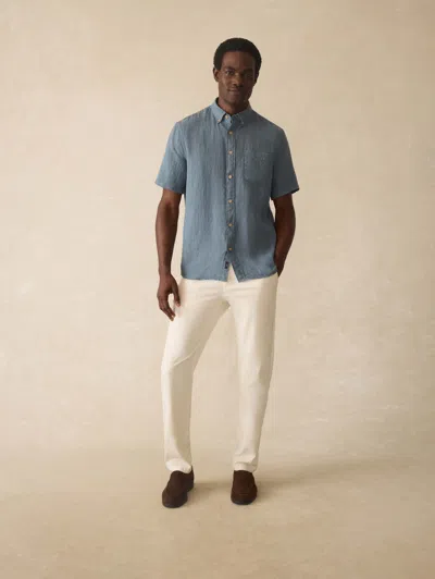 Faherty Short Sleeve Laguna Linen Shirt In Blue