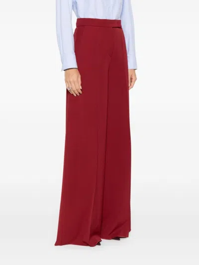 Max Mara Virgin Wool High-waisted Trousers In Red
