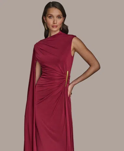Donna Karan New York Ruched Drape Gown In Burgundy