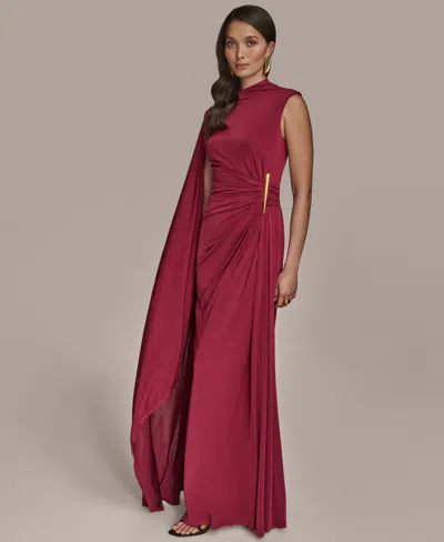 Donna Karan New York Ruched Drape Gown In Burgundy