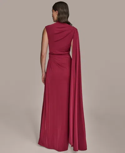 Donna Karan New York Ruched Drape Gown In Burgundy