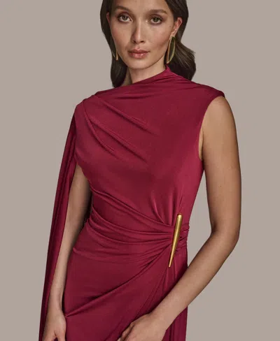 Donna Karan New York Ruched Drape Gown In Burgundy