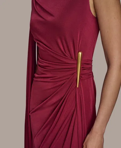 Donna Karan New York Ruched Drape Gown In Burgundy