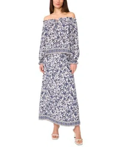 Sam & Jess Sam Jess Womens Floral Print Off The Shoulder Top Maxi Skirt In Multi
