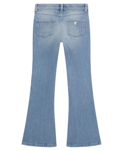 Guess Big Girls Denim Flare With All-over Heat Seal Pearls Pants In Blue