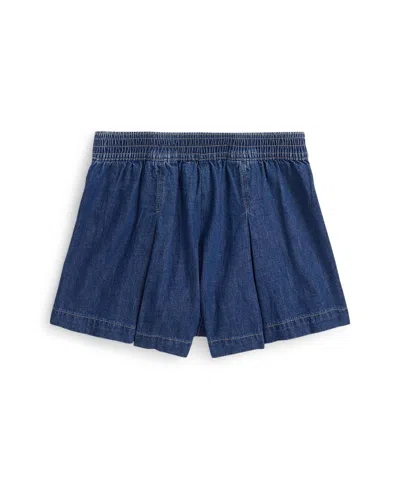 Polo Ralph Lauren Kids' Pleated Denim Wrap Skort In Blue