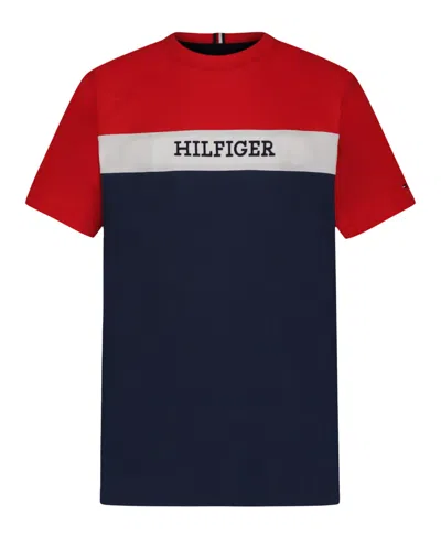 Tommy Hilfiger Big Boys Horizontal Short Sleeve T-shirt In Blue