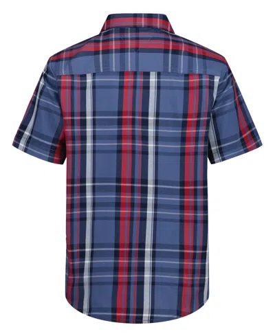Tommy Hilfiger Big Boys Plaid Short Sleeve Woven Shirt In Blue
