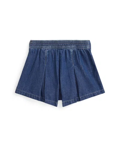 Polo Ralph Lauren Kids' Pleated Denim Wrap Skort In Blue