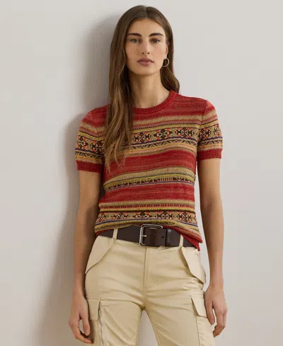 Ralph Lauren Geo-striped Short-sleeve Sweater