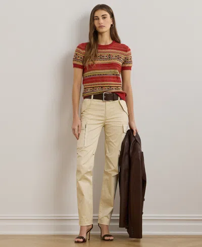 Ralph Lauren Geo-striped Short-sleeve Sweater