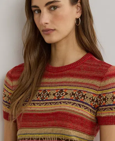 Ralph Lauren Geo-striped Short-sleeve Sweater