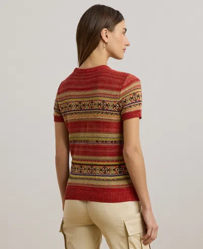 Ralph Lauren Geo-striped Short-sleeve Sweater