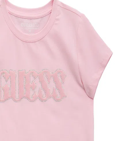 Guess Big Girl Short Sleeve With Shiny Foil Print Logo T-shirt In Pink